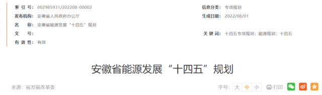 安徽：十四五新增風(fēng)電388萬千瓦、光伏1430萬千瓦